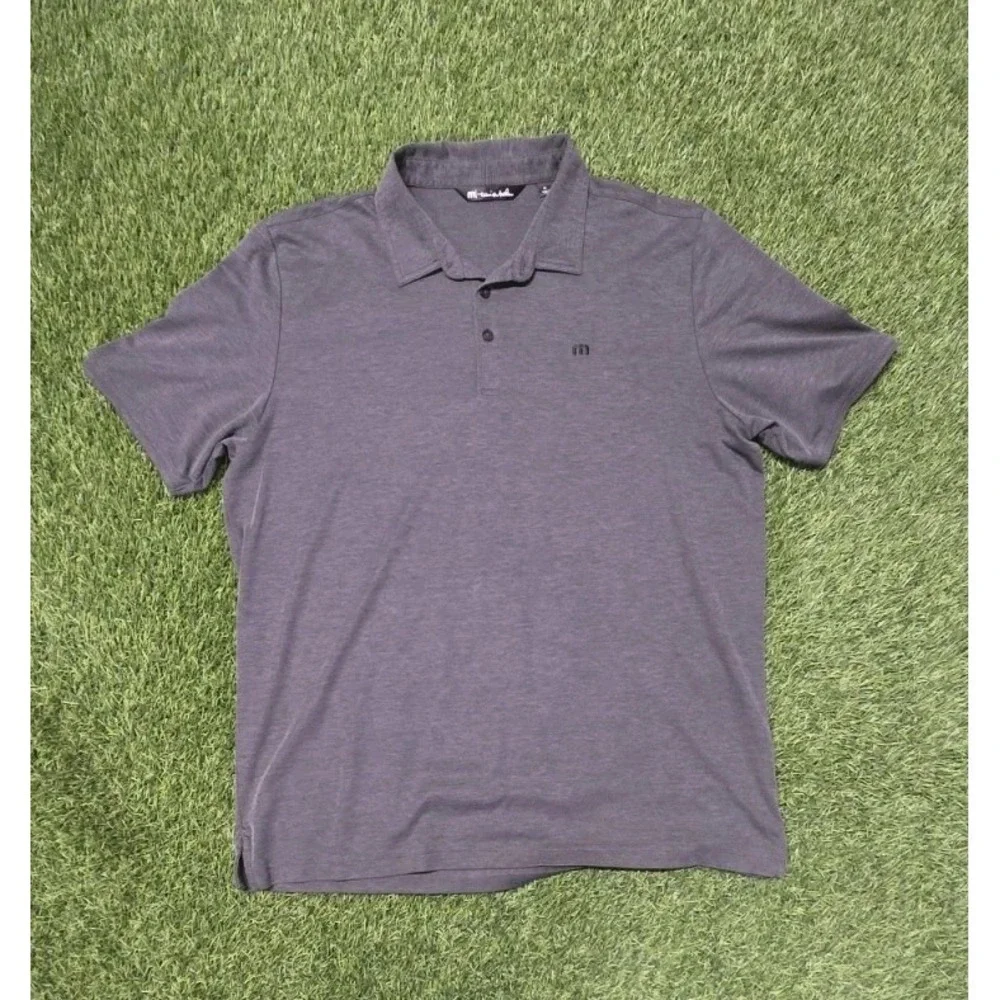 Travis Mathew Performance Stretch Golf Polo Shirt Mens XL Charcoal Heather - Picture 3 of 8
